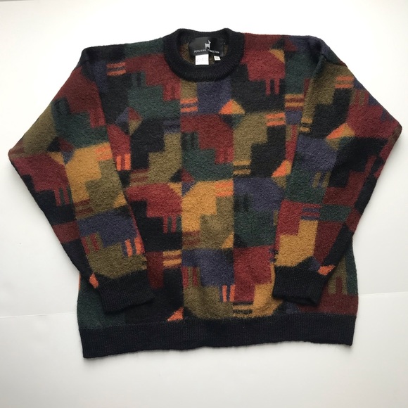 Peruvian Connection Sweaters - PERUVIAN CONNECTION  100% Alpaca Wool Crew Neck Pullover Sweater Multicolor Sz M